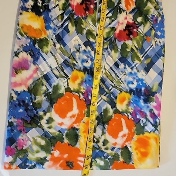 ❤Oscar de la Renta Dress w/ Bright Floral/Lattice Print & Gorgeous Pleats/Panels - Picture 13 of 16